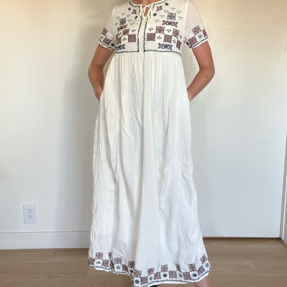 Piper & Scoot Embroidered White Maxi Dress
